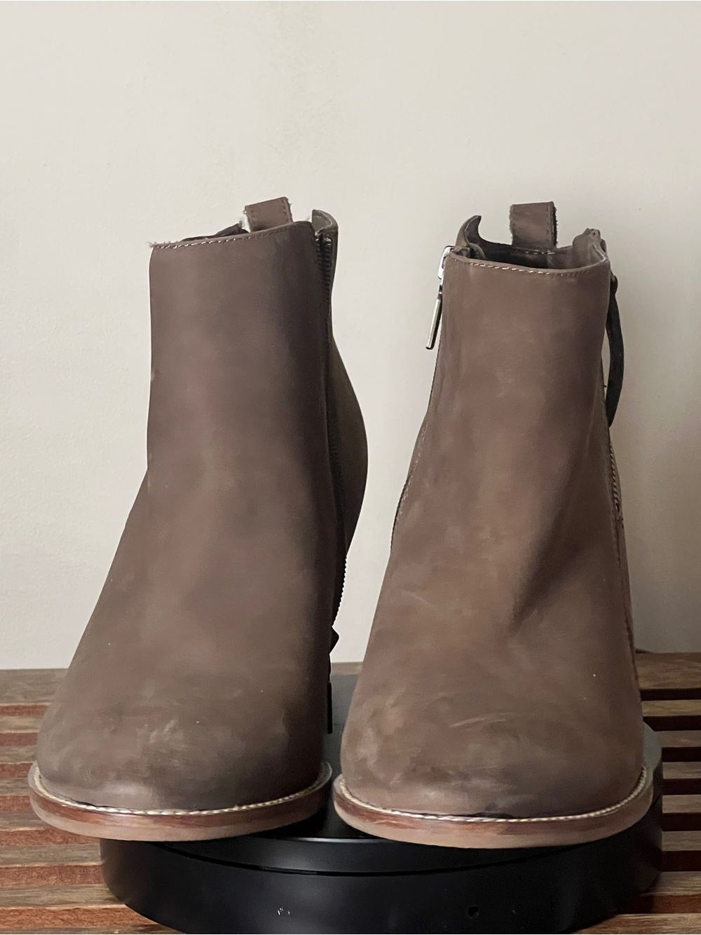 Aqua College Nancy - Taupe Leather Ankle Boots - US 12 - Picture 7 of 12